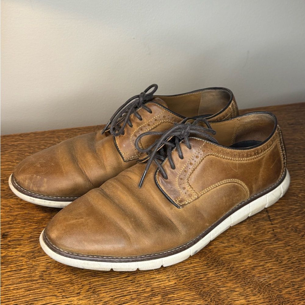 JOHNSTON & MURPHY Men's Holden Brown Sheepskin Leather Oxford Shoes Size 8.5M